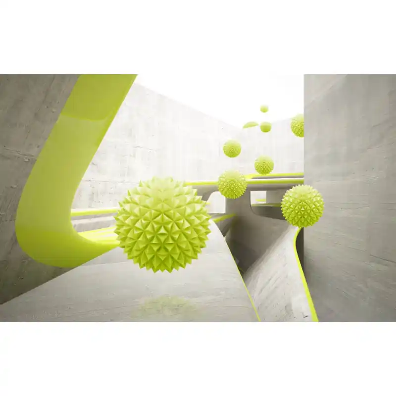 Preț promoțional Fototapet 3D, mingi verzi, pe fundalul unui tunel, 3D91