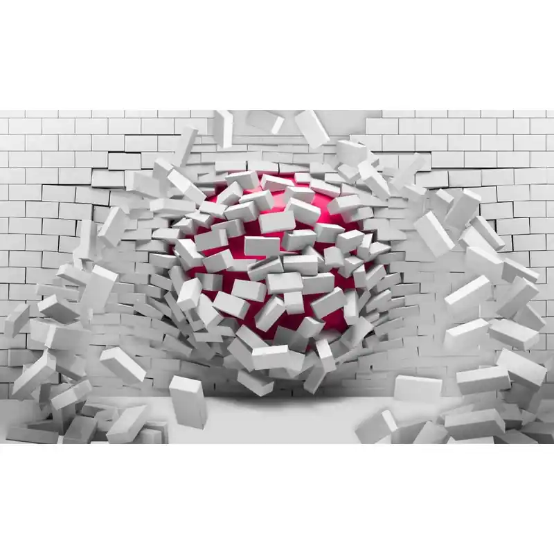 Livrare expres Fototapet 3D, minge rosie, ce sparge un perete, 3D92