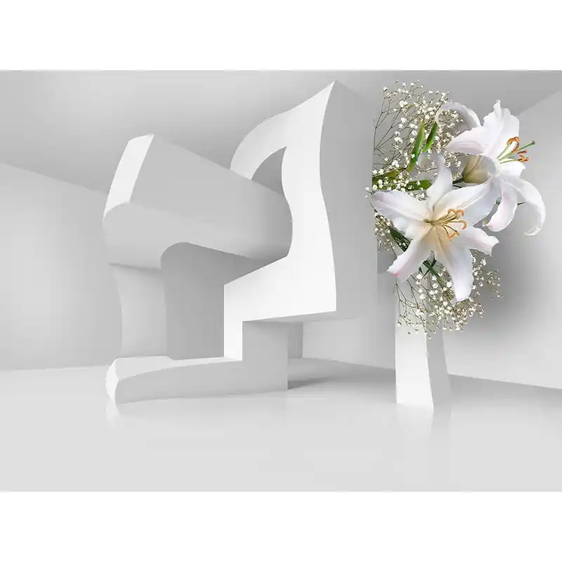 Fototapet 3D, cu flori, crini, alb, 3D94 Cel mai vândut