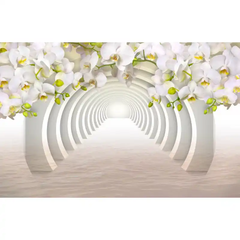 Reducere de preț Fototapet 3D, orhidee, alba la intrare in tunel, 3D71