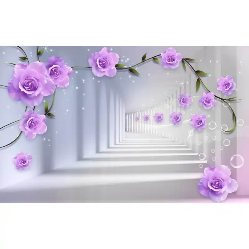 Preț promoțional Fototapet 3D flori mov in tunel, 3D29