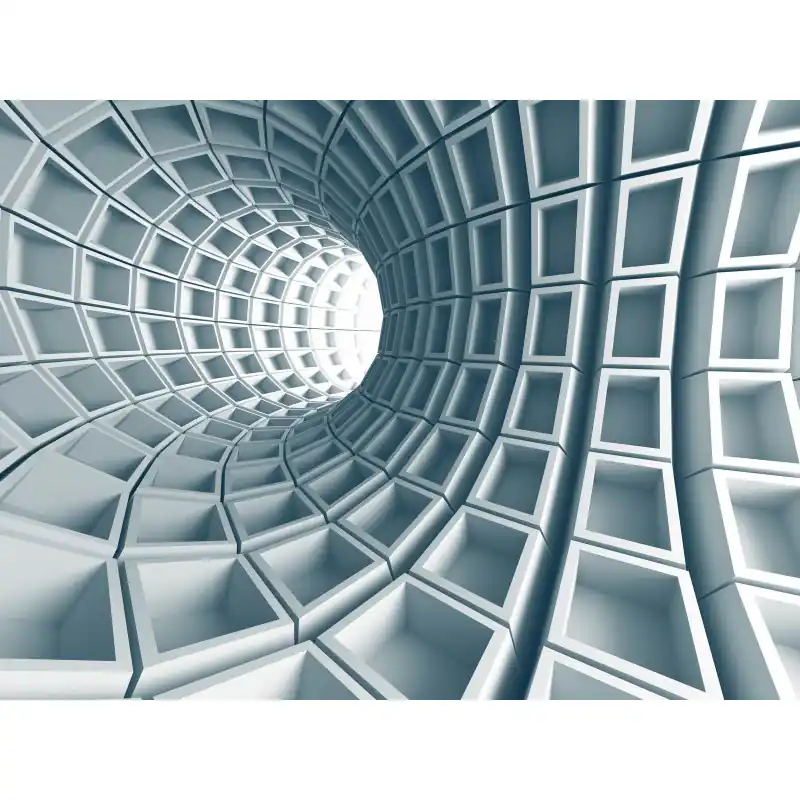 Fototapet 3D abstract, tunel din cuburi, gri, 3D36 Lichidare de stoc