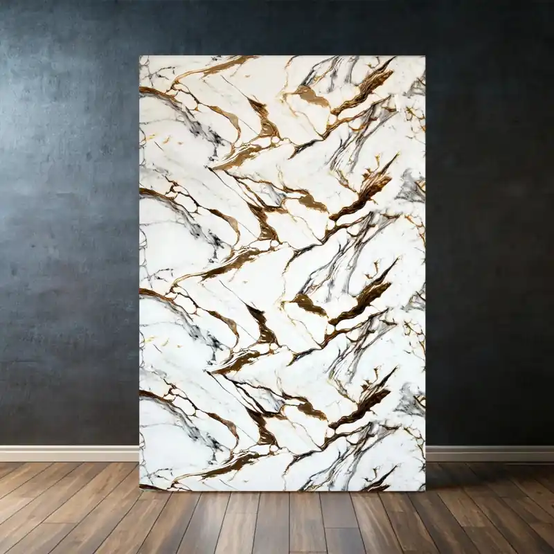 Panou Decorativ Mural XXL TC-83105 - Marmură Calacatta cu Vinișoare Aurii, 300x120cm Preferatul clienților