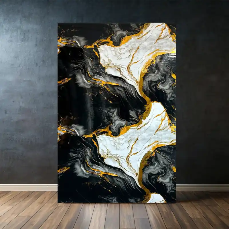 Ofertă de sezon Panou Decorativ Autocolant Premium, Abstract Marmură Black & Gold, 300cm x 120cm,TC83113-1