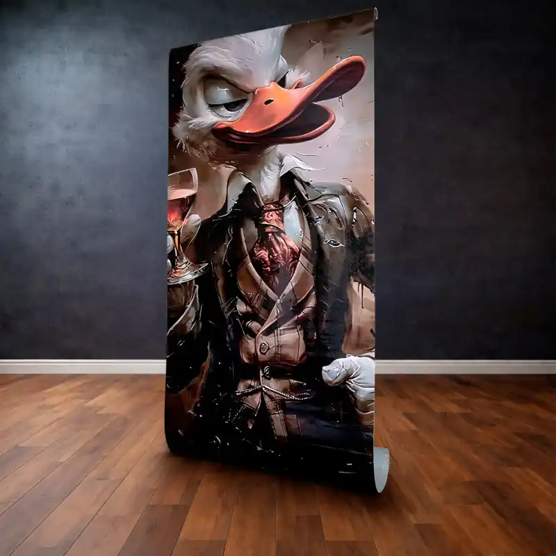 Reduceri Panou Decorativ Autocolant "The Dapper Duck" – Stil Vintage Pop-Art, 120cm x 300cm