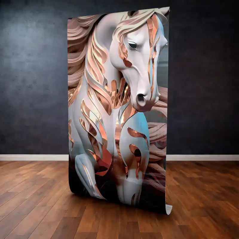 Panou Decorativ Autocolant "Majestic Horse", Design Artistic Rose Gold, 120x300 cm Lichidare de stoc