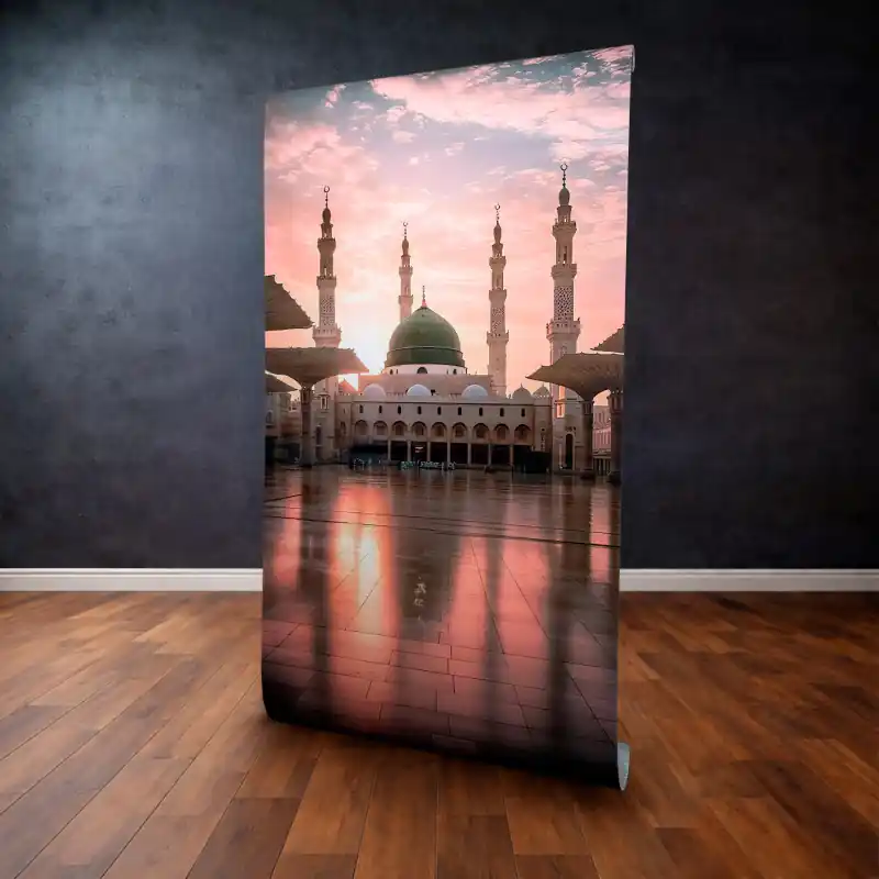 Nu rata Panou Decorativ Autocolant "Medina Holy Mosque", Apus Spiritual XL, 120 x 300 cm