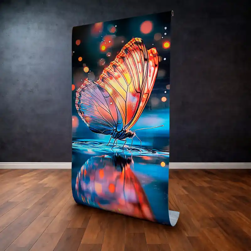 Lichidare de stoc Panou Decorativ Autocolant "Magic Butterfly", Efect Bokeh și Reflexii, 120 x 300 cm