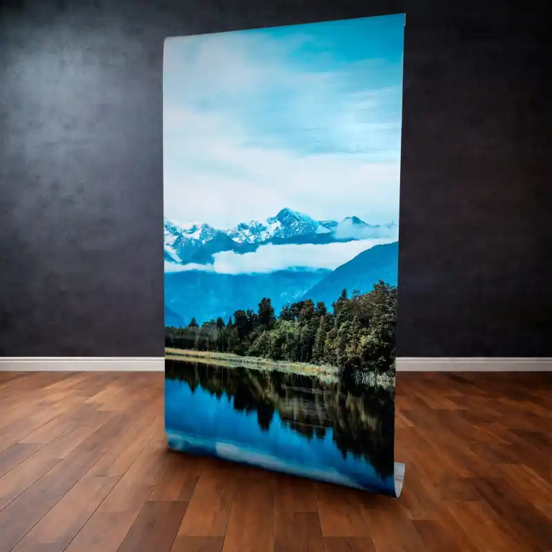 Panou Decorativ Autocolant "Reflexie Montană în Lac", Peisaj Albastru, 120 x 300 cm Noutate