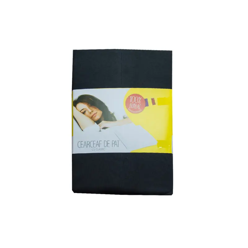Livrare expres Husa de pat cu elastic, cu inaltimea standard de 25cm, 90cm x 200cm Negru