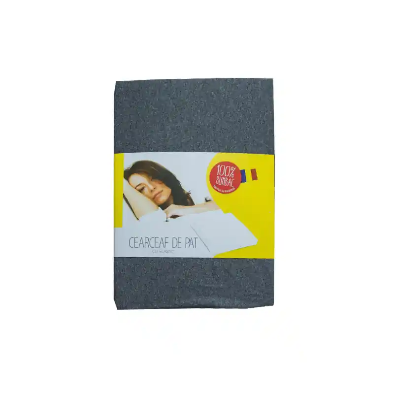 Preț promoțional Husa de pat cu elastic, cu inaltimea standard de 25cm, 120cm x 200cm Gri inchis