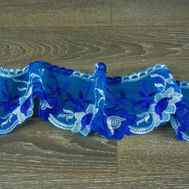 Ofertă de sezon Broderie lata pentru perdele, albastru, 11cm latime