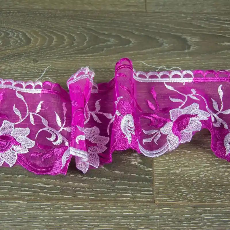 Plată sigură Broderie lata pentru perdele, ciclam, 11cm latime