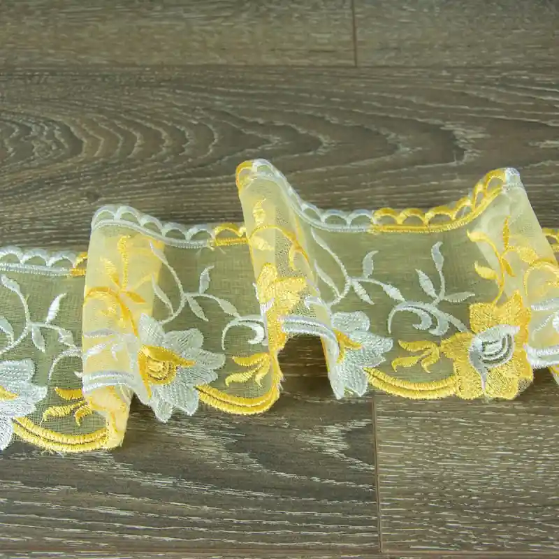 Broderie lata pentru perdele, galben, 11cm latime Reducere