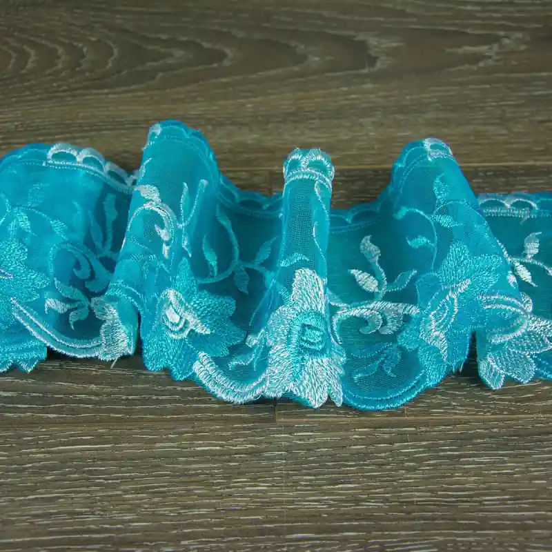 Broderie lata pentru perdele, turcoaz, 11cm latime Vezi acum