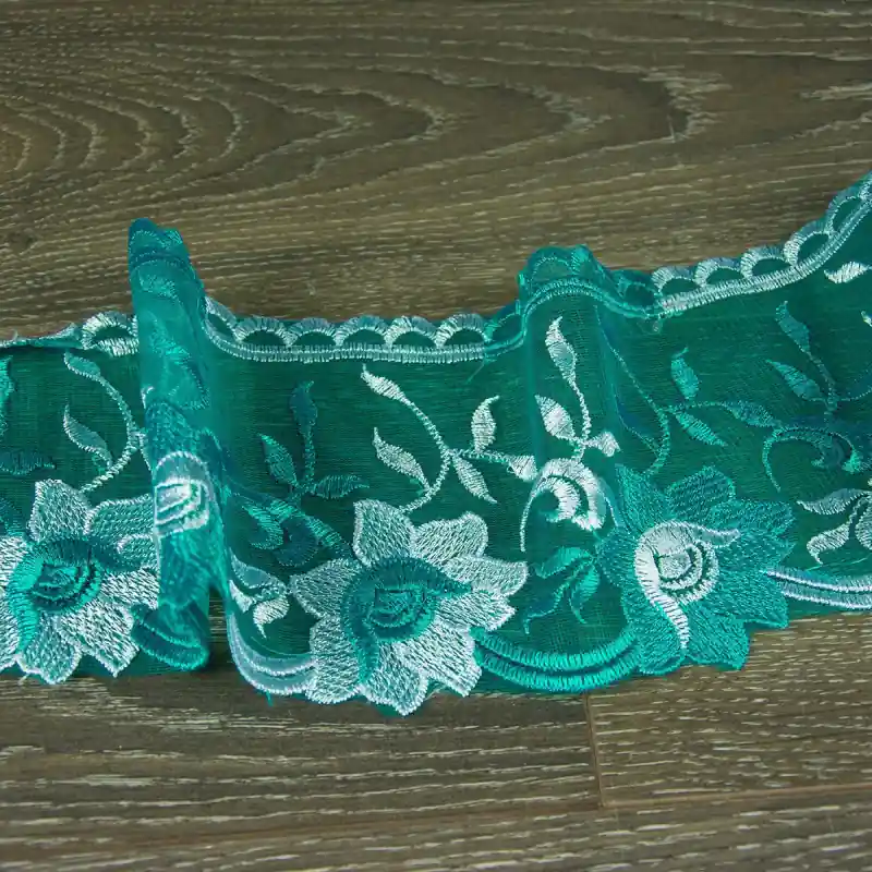 Popular Broderie lata pentru perdele, verde, 11cm latime