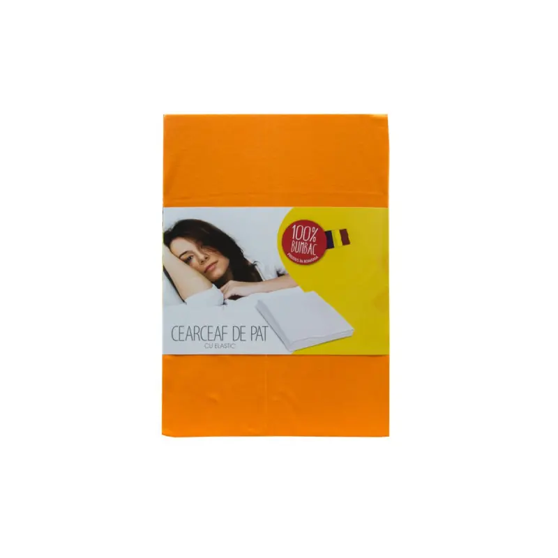 Husa de pat cu elastic, cu inaltimea standard de 25cm, 120cm x 200cm Portocaliu Cumpărături sigure