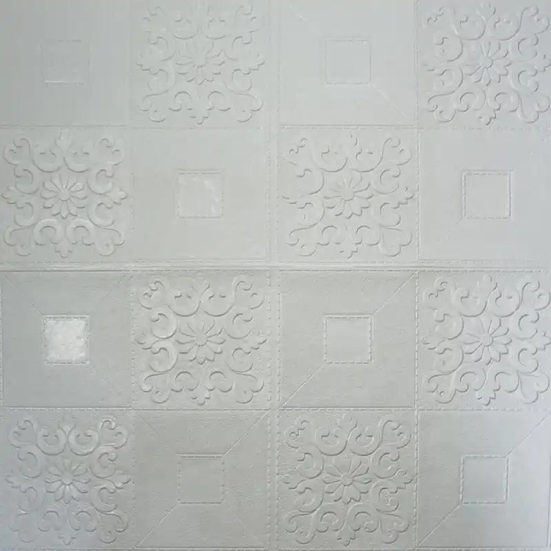 Panou 3D, autoadeziv, spuma, faianta alba, cu patrate Reduceri