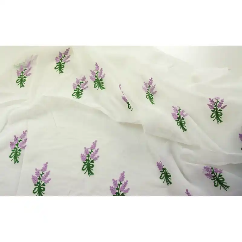 Vezi acum Perdea de bucatarie, cu flori, keten, 210cm, Lavanda
