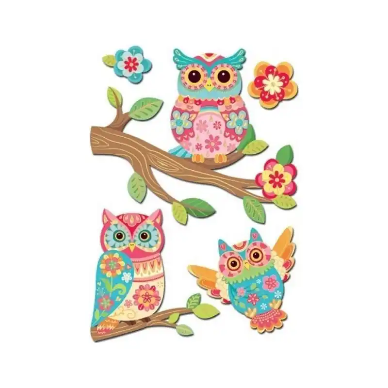 Nu rata Sticker decorativ pentru copii, bufnite, 3D, multicolor, 29x41cm, 10191