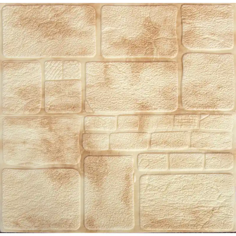 Panou 3D, autoadeziv, piatra, crem, galben, spuma 55-19 Premium