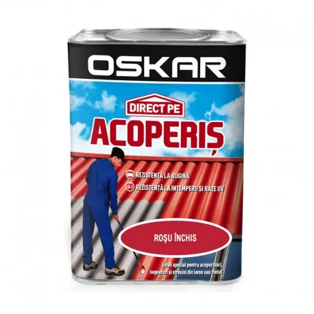 Vopsea Oskar Direct Pe Acoperis - rosu inchis 0.75L Retur gratuit