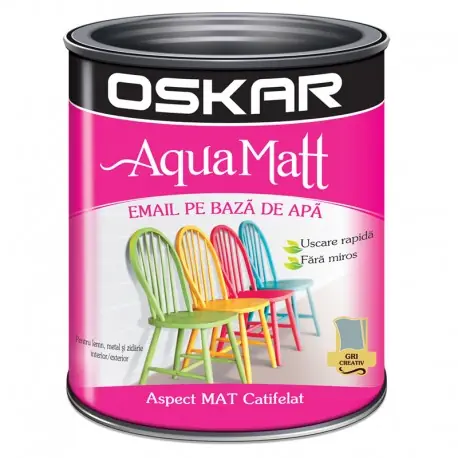 Reducere specială Vopsea acrilica Oskar Aqua Matt Gri creativ 0.6l