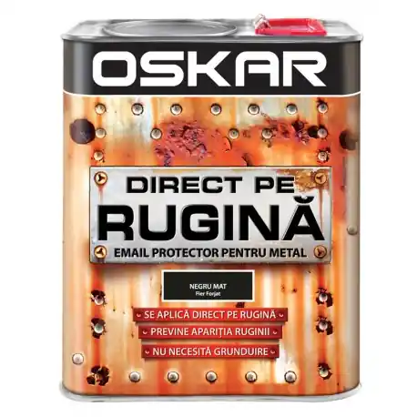 Vopsea Oskar Direct pe Rugina Negru Mat Fier Forjat 2.5l Disponibil imediat