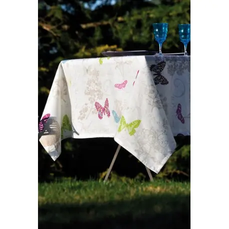 Fata de masa Butterfly alba cu fluturi colorati Cumpărături sigure