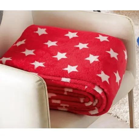 Reducere extra Patura rosie STARS cu stelute albe