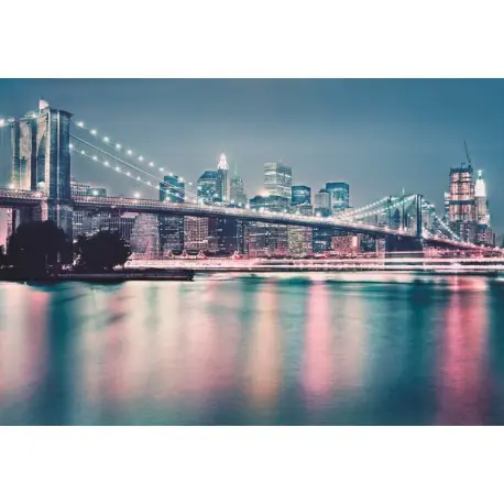 Fototapet Podul Brooklyn - Neon Promoție