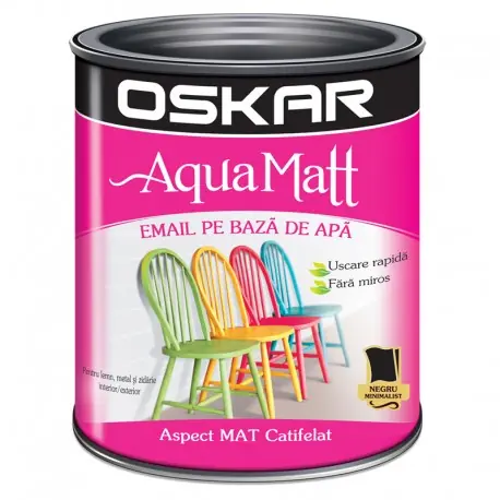 Reduceri Vopsea acrilica Oskar Aqua Matt Negru minimalist 0.6l