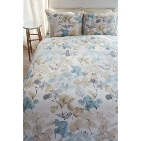 Promoție Lenjerie de pat cu flori Deltane Aqua Blue