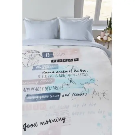 Lenjerie de pat moderna pastel cu mesaje Premium