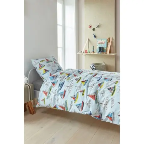 Ofertă specială Lenjerie pat copii bleu cu barcute