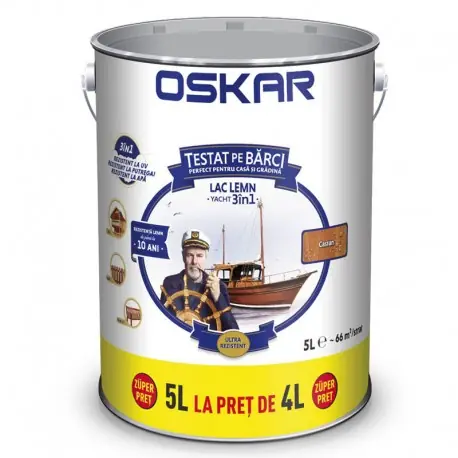 Lac pentru lemn Oskar Yacht 3 in 1 Castan 5L Cumpărături sigure