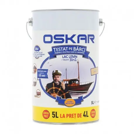 Preț redus Lac pentru lemn Oskar Yacht 3in1 incolor 5L