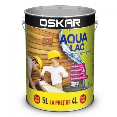 Oskar Aqua Lac pentru lemn Tec 5L Disponibil imediat