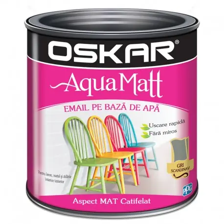 Premium Vopsea acrilica Oskar Aqua Matt Gri scandinav 0.6l
