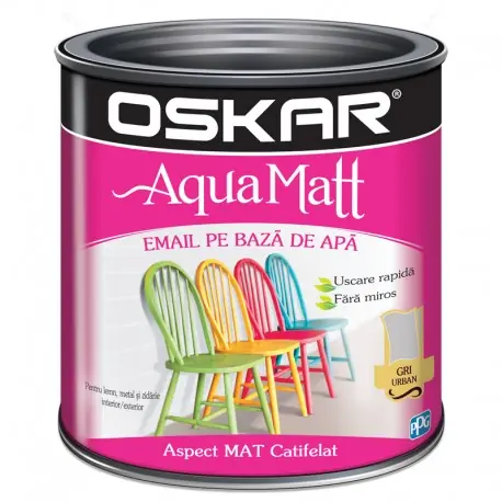 Lichidare de stoc Vopsea acrilica Oskar Aqua Matt Gri urban 0.6l