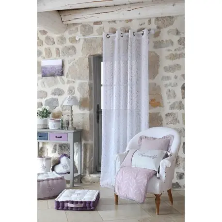 Perdea alba Cavaillon cu model floral Reduceri