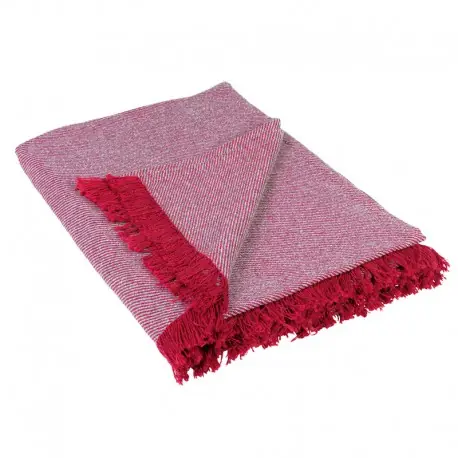 Patura canapea Wooly rosie cu franjuri Ofertă exclusivă