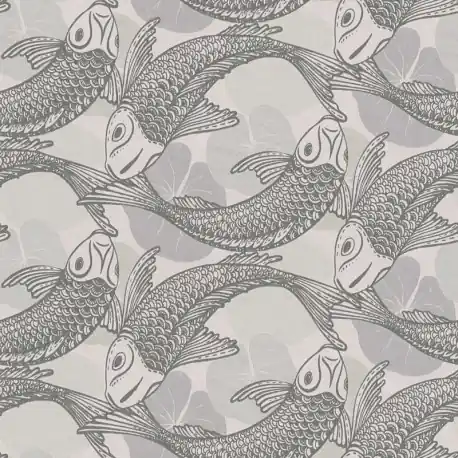 Tapet Feng Shui Crapi Koi gri Chilipir