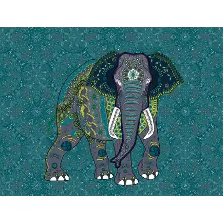 Ofertă Fototapet turcoaz cu elefant si mandale