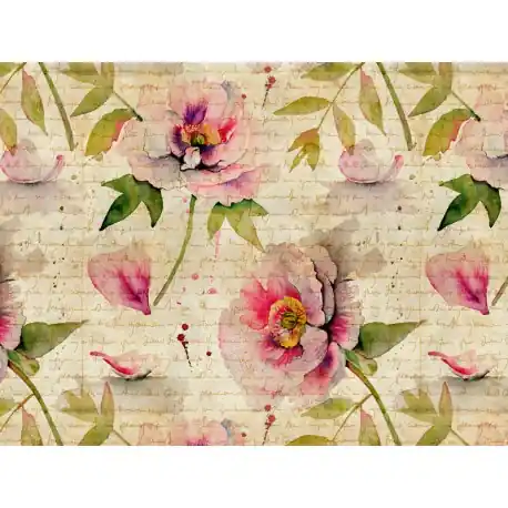 Fototapet Bujori Shabby Chic Retur ușor