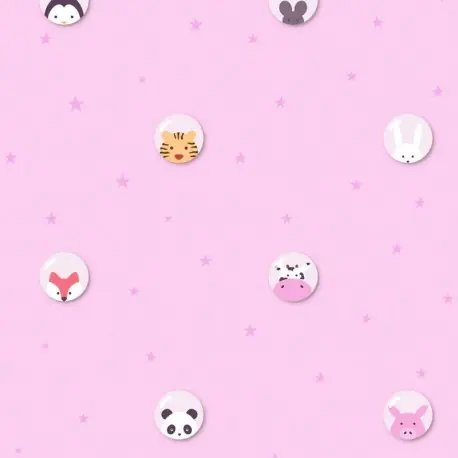 Tapet roz cu stelute si animale Doar azi