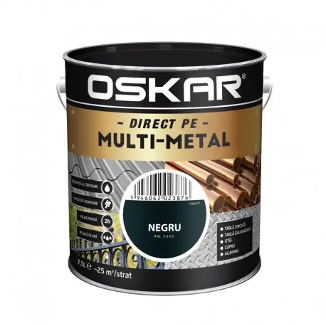 Cumpărături sigure Vopsea Oskar Direct pe Multi-Metal Negru RAL 9005 2.5L