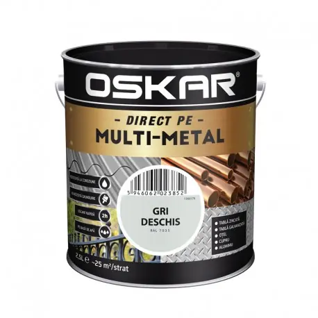 Disponibil imediat Vopsea Oskar Direct pe Multi-Metal Gri deschis RAL 7035 2.5L