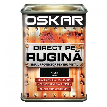 Ultima șansă Vopsea Oskar Direct pe Rugina Negru Lucios 0.5L