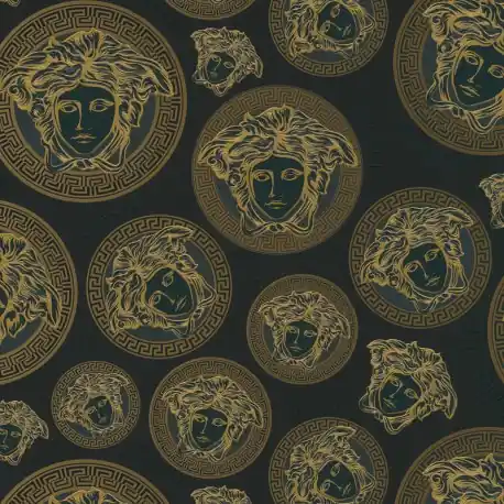 Retur ușor Tapet Versace - Medusa negru-auriu